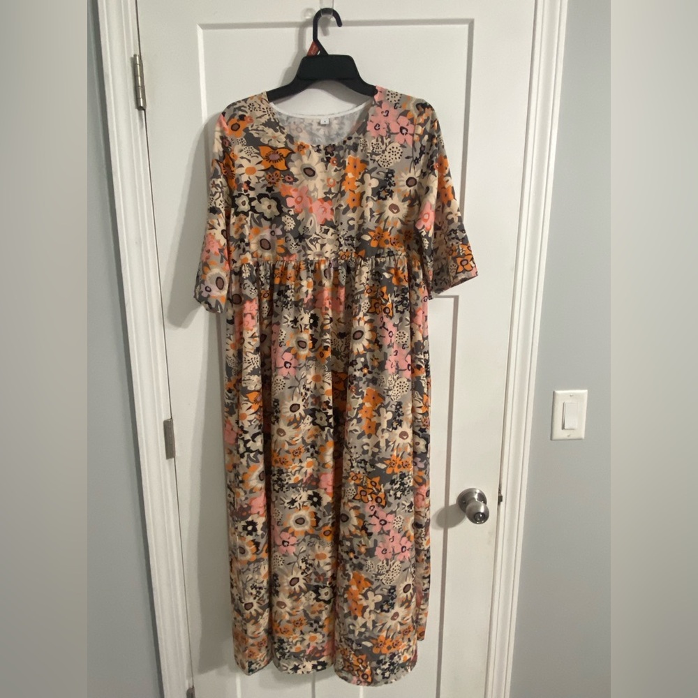 Floral Multicolor Maxi Dress With Pockets